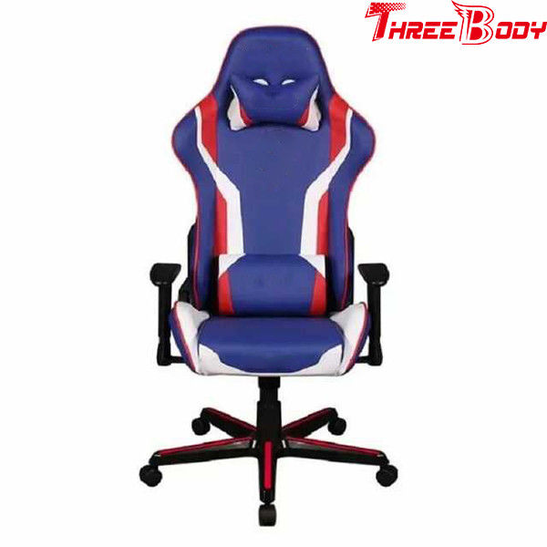 Sedia comoda mobile di gioco del computer, sedia di scrittorio di corsa di cuoio blu dell'unità di elaborazione Seat